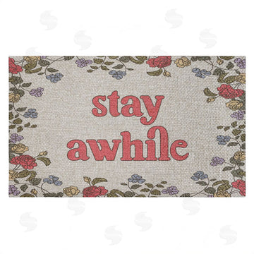 Stupell Studio | Stay Awhile Inviting Florals Faux Sisal Door Mat