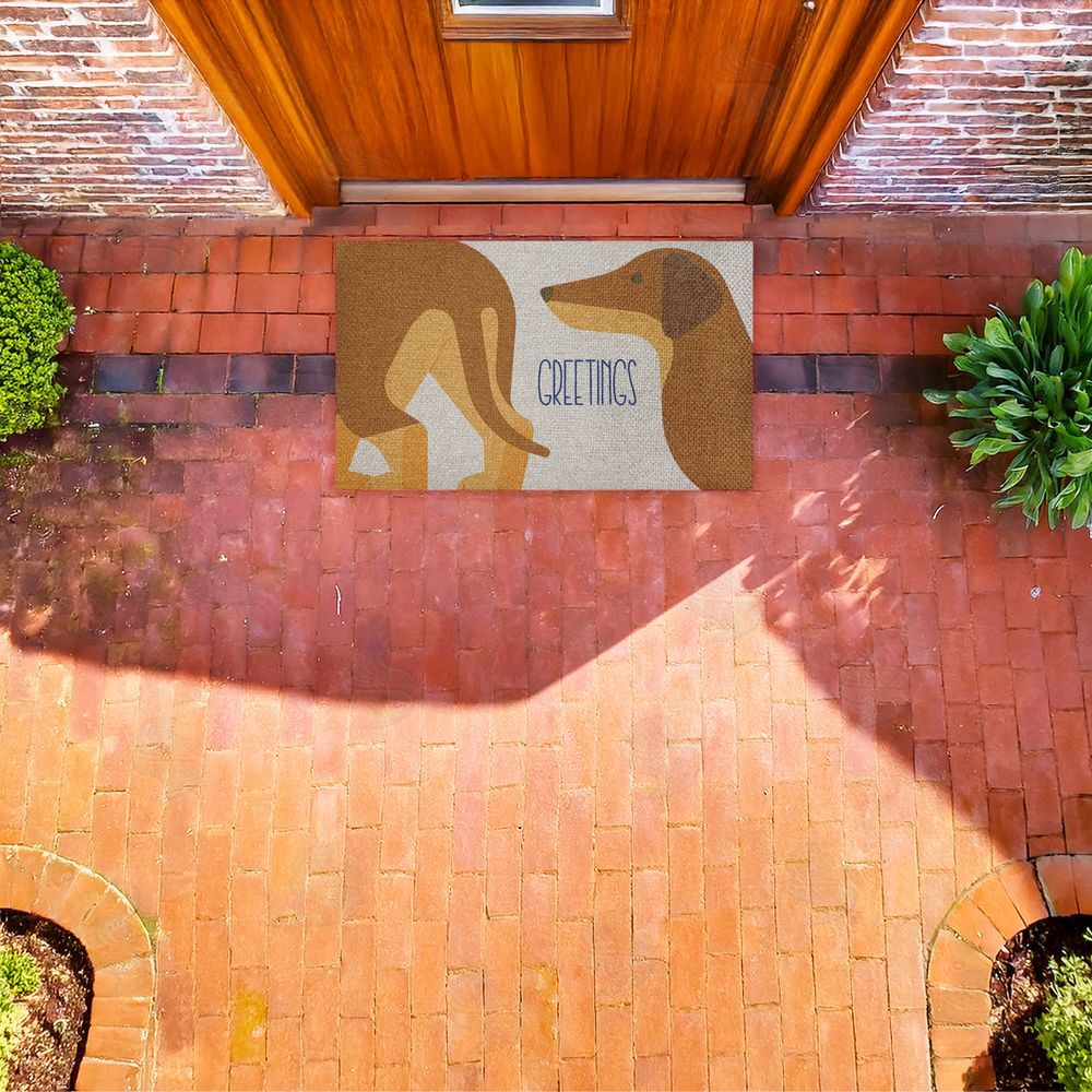 Stupell Studio | Greetings Funny Dogs Faux Sisal Door Mat