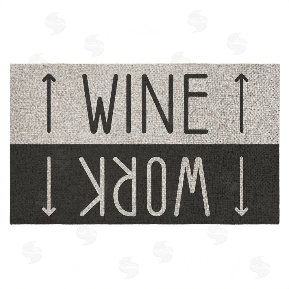 Stupell Studio | Work & Wine Welcome Faux Sisal Door Mat