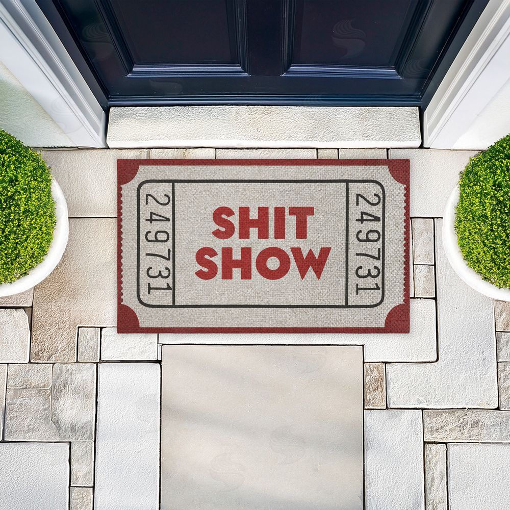 Stupell Studio | Red Sh*t Show Ticket Faux Sisal Door Mat