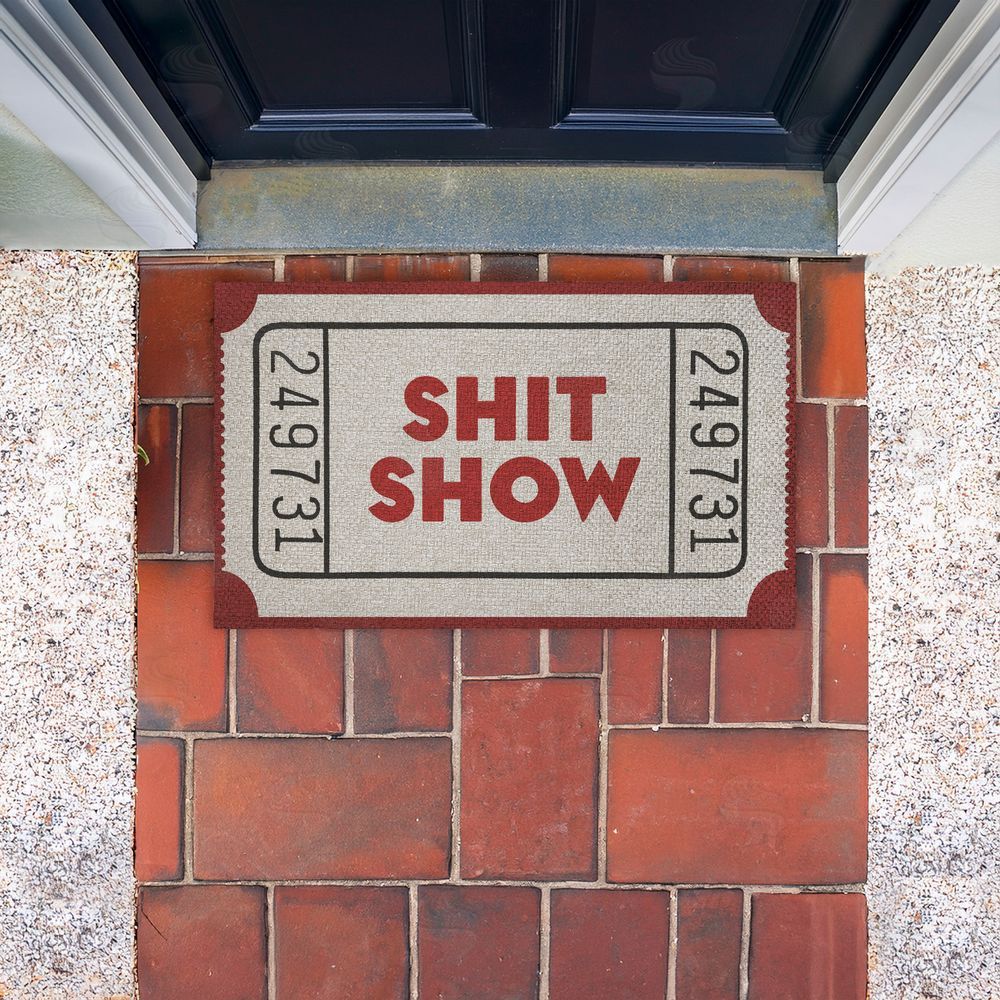 Stupell Studio | Red Sh*t Show Ticket Faux Sisal Door Mat