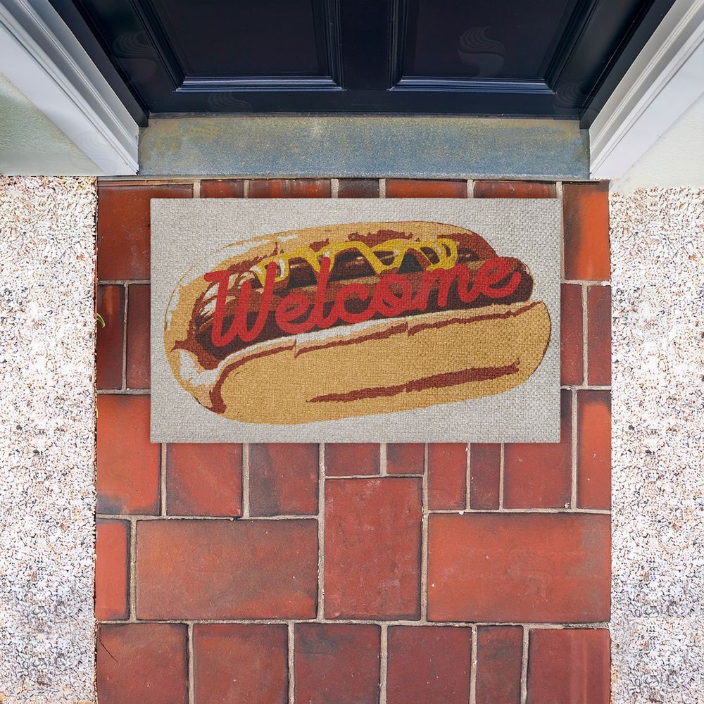 Stupell Studio | Welcome Hotdog Pop Style Faux Sisal Door Mat