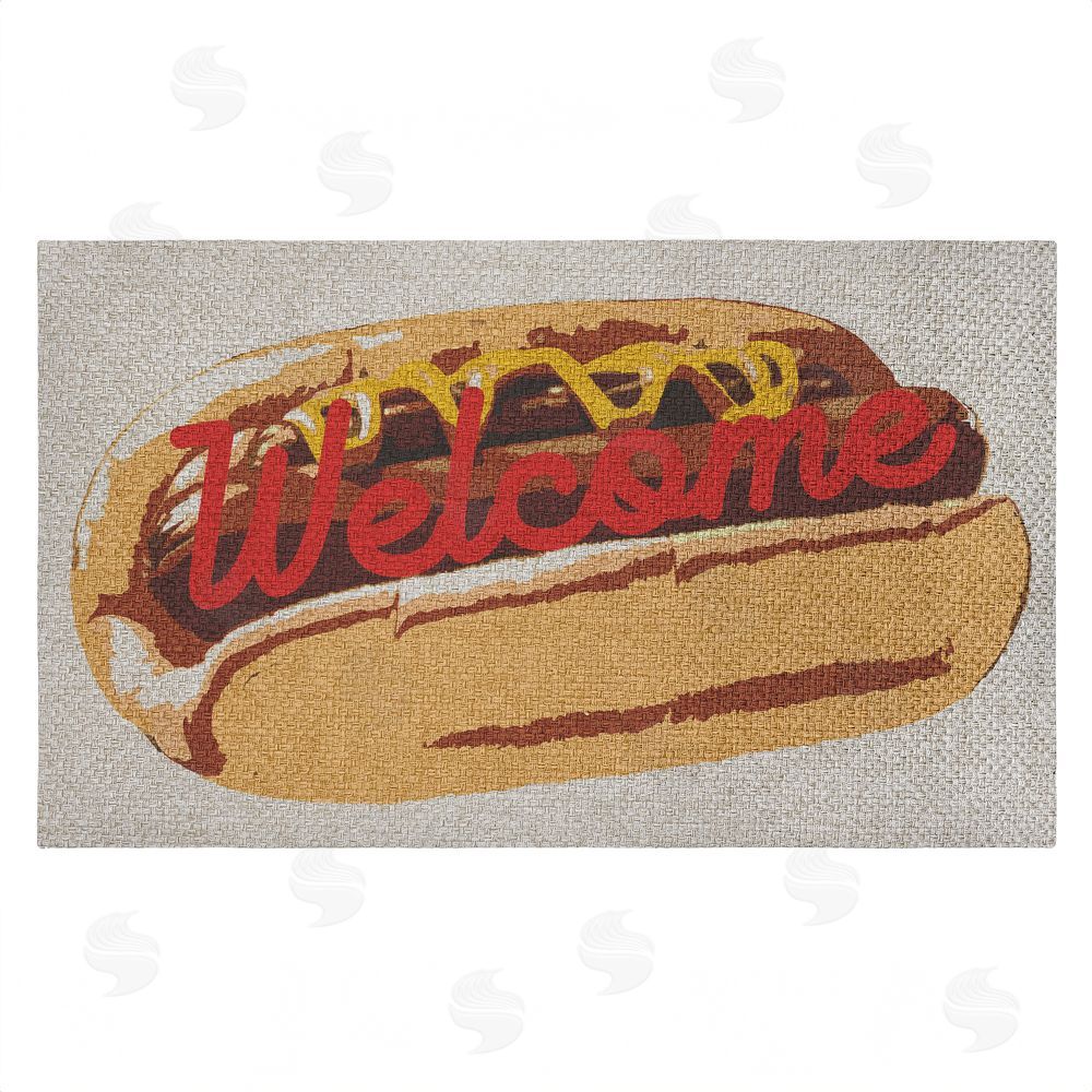 Stupell Studio | Welcome Hotdog Pop Style Faux Sisal Door Mat