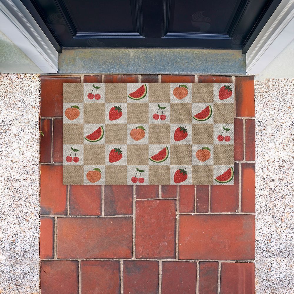 Stupell Studio | Soft Fruits Checkered Faux Sisal Door Mat