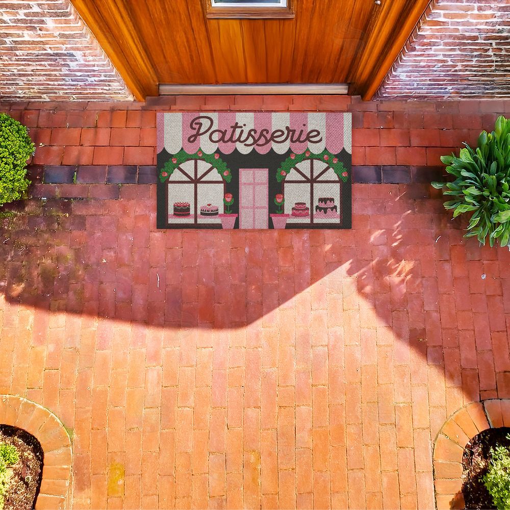Stupell Studio | Patisserie Bakery Storefront Faux Sisal Door Mat