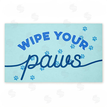 Stupell Studio | Wipe Your Paws on Blue Non-Woven Door Mat