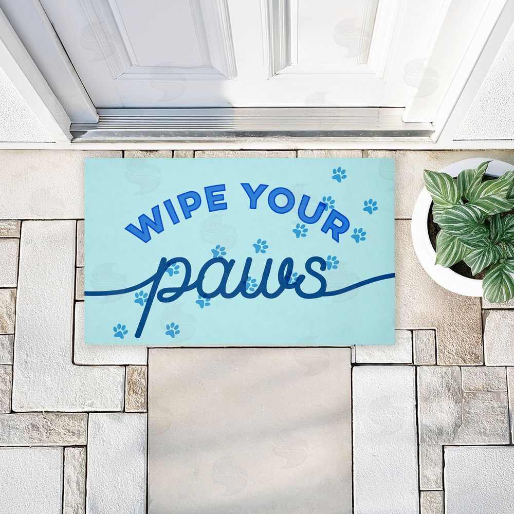 Stupell Studio | Wipe Your Paws on Blue Non-Woven Door Mat