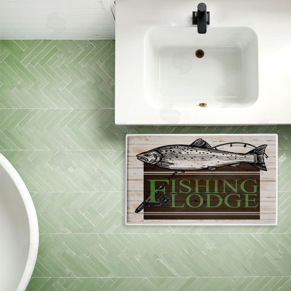 Kim Allen | Rustic Fishing Lodge Plush Bath Mat