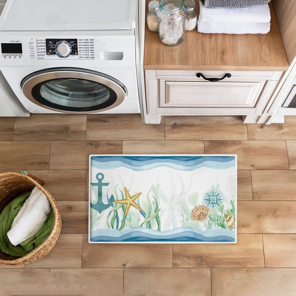 Kim Allen | Bayside Sea Life & Waves Plush Bath Mat