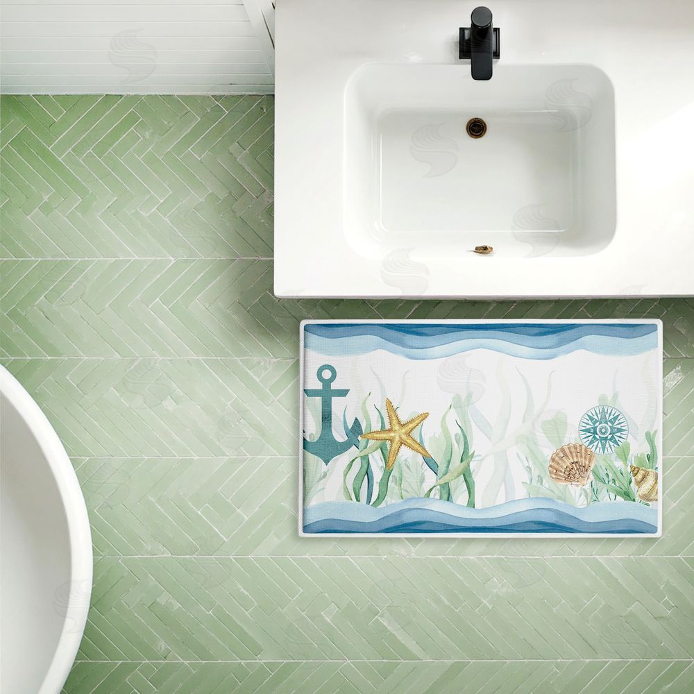 Kim Allen | Bayside Sea Life & Waves Plush Bath Mat