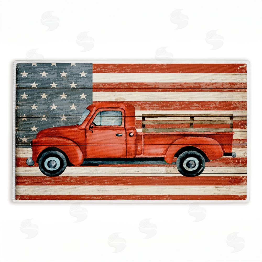 Kim Allen | Patriotic USA Flag Truck Plush Bath Mat