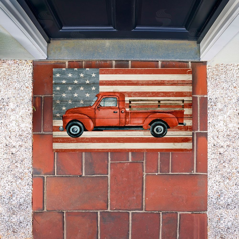 Kim Allen | Patriotic USA Flag Truck Non-Woven Door Mat
