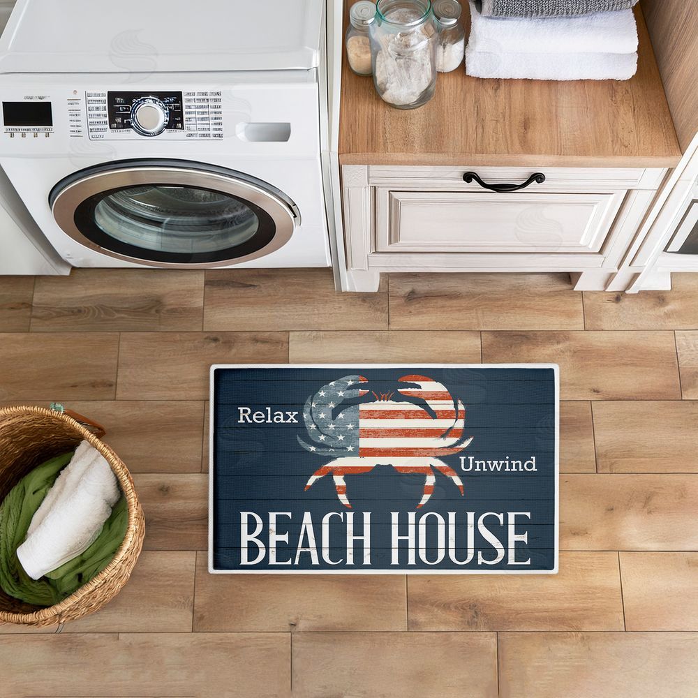 Kim Allen | Relax Unwind Patriotic Beach House Plush Bath Mat