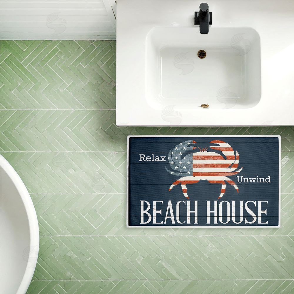Kim Allen | Relax Unwind Patriotic Beach House Plush Bath Mat