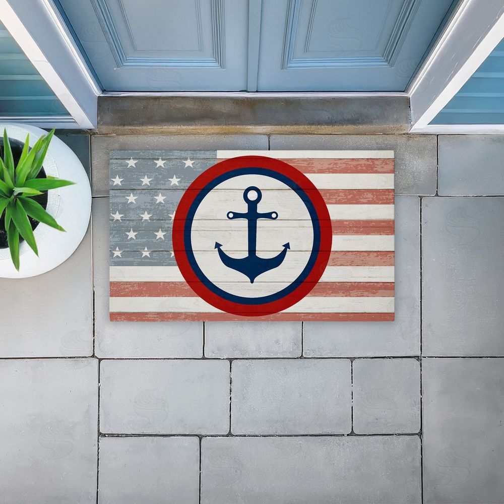 Kim Allen | Nautical Flag with Anchor Non-Woven Door Mat