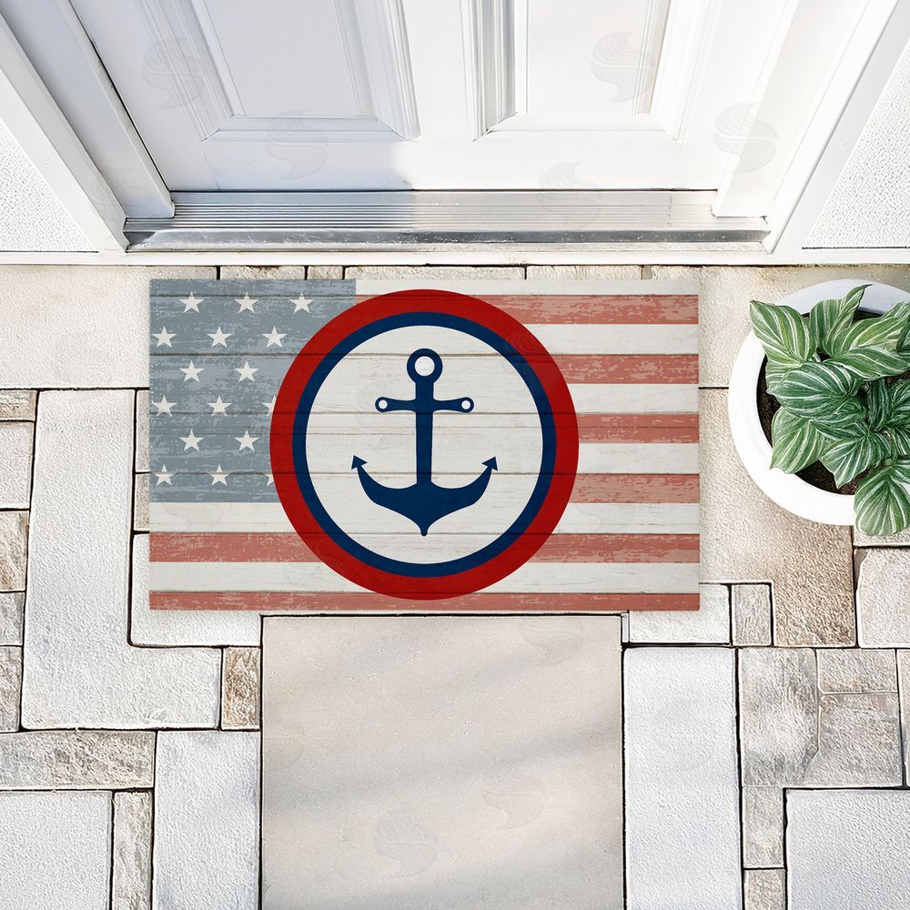 Kim Allen | Nautical Flag with Anchor Non-Woven Door Mat