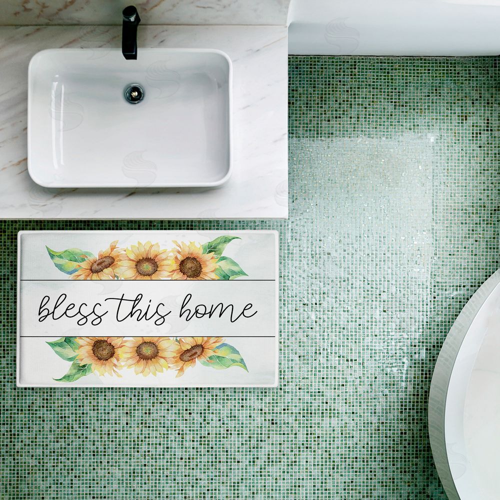 Kim Allen | Bless This Home Sunflowers Plush Bath Mat