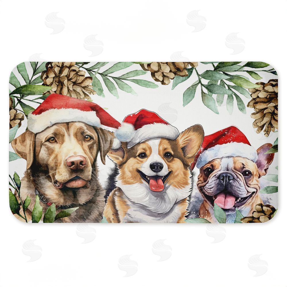Kim Allen | Three Christmas Hat Dogs Anti-Fatigue Mat