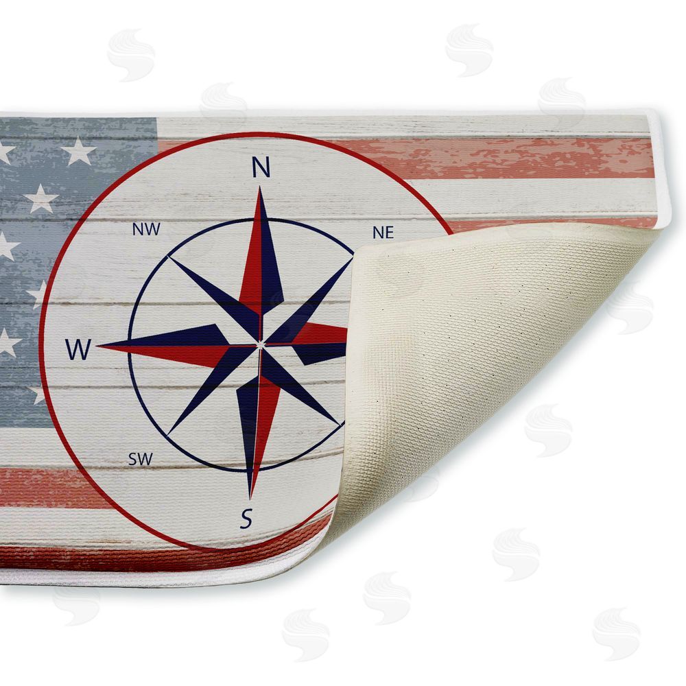 Kim Allen | Nautical Flag with Compass Plush Bath Mat