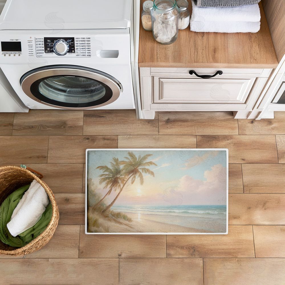 Kim Allen | Sunset View Beach Palms Plush Bath Mat