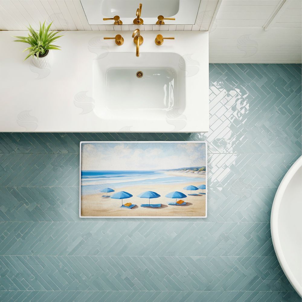 Kim Allen | Summer Umbrella Beach Day Plush Bath Mat