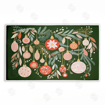 Leah Straatsma | Holiday Florals & Ornament Shapes Plush Bath Mat