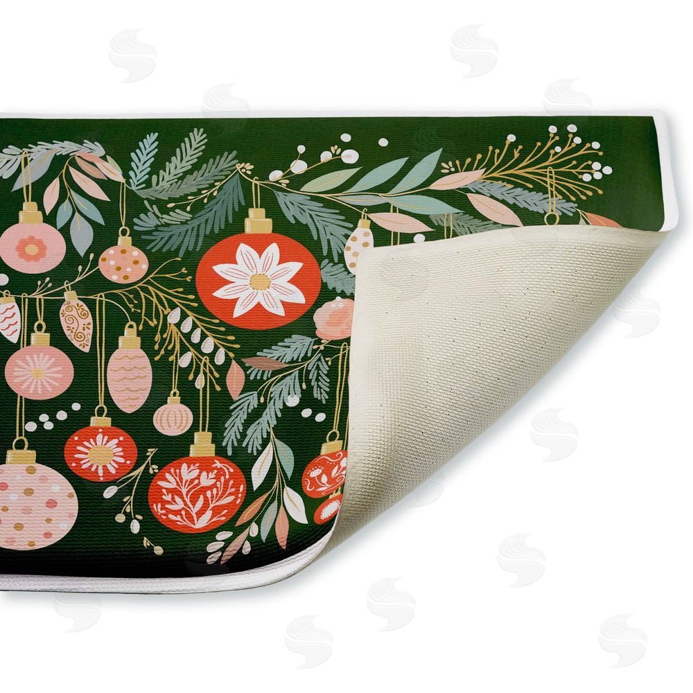 Leah Straatsma | Holiday Florals & Ornament Shapes Plush Bath Mat