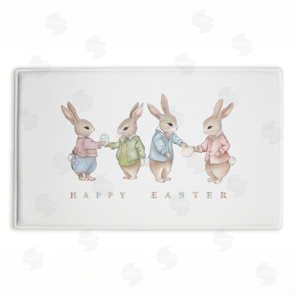 Leah Straatsma | Minimal Happy Easter Bunnies Plush Bath Mat