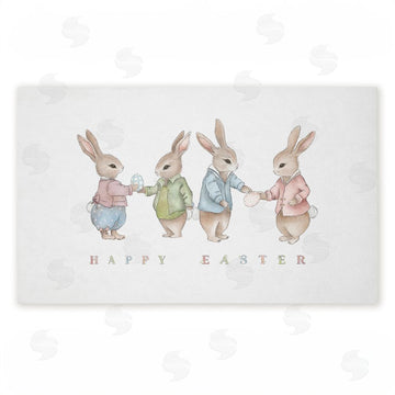 Leah Straatsma | Minimal Happy Easter Bunnies Non-Woven Door Mat