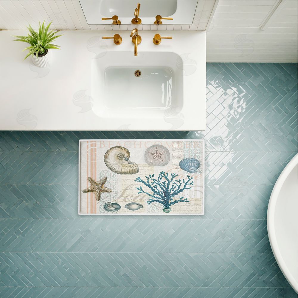 Lula Bijoux & co. | Beachcomber Vintage Sea Collage Plush Bath Mat