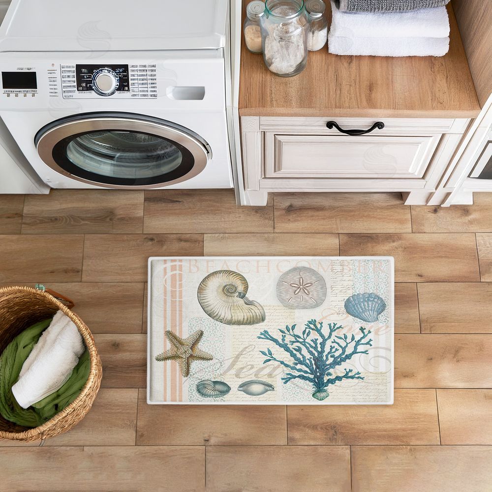 Lula Bijoux & co. | Beachcomber Vintage Sea Collage Plush Bath Mat