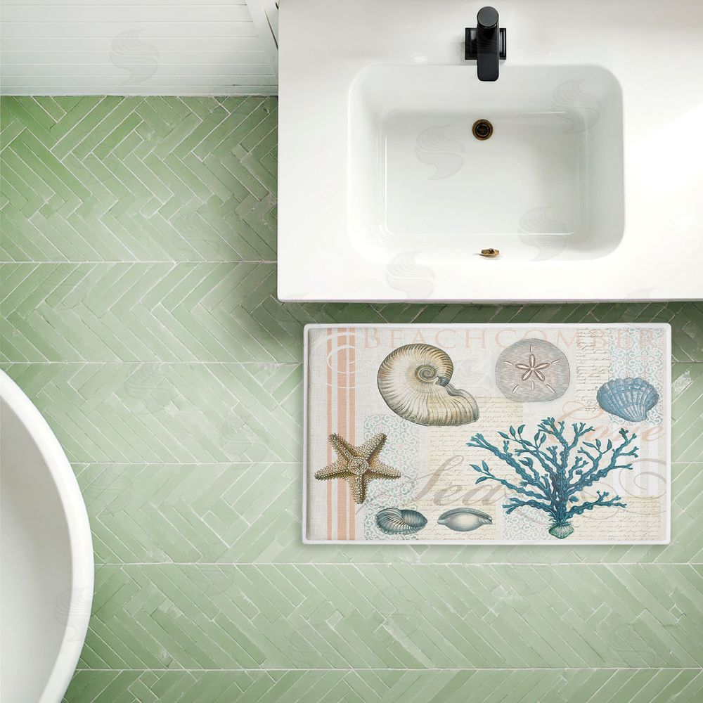 Lula Bijoux & co. | Beachcomber Vintage Sea Collage Plush Bath Mat