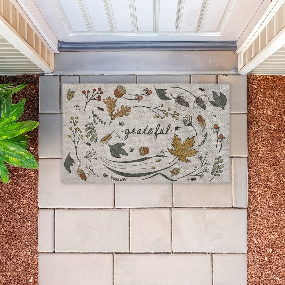 Sweet Melody Designs | Grateful Autumn Leaves Faux Sisal Door Mat