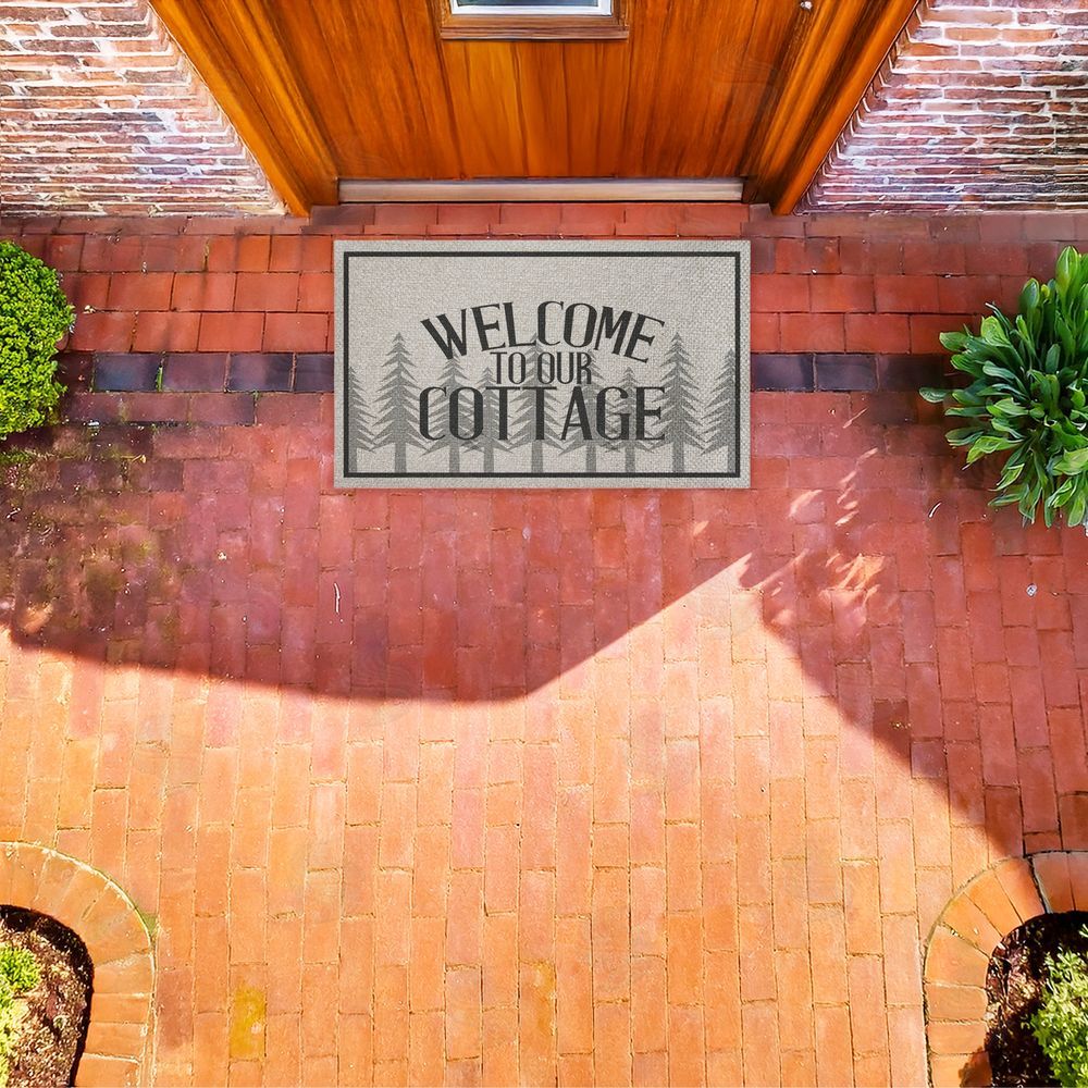 Kim Allen | Welcome To Our Cottage Trees Faux Sisal Door Mat
