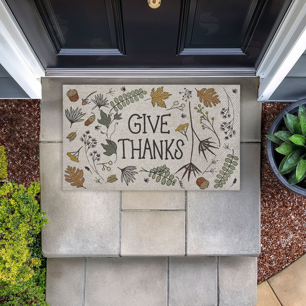 Sweet Melody Designs | Give Thanks Autumn Leaves Faux Sisal Door Mat