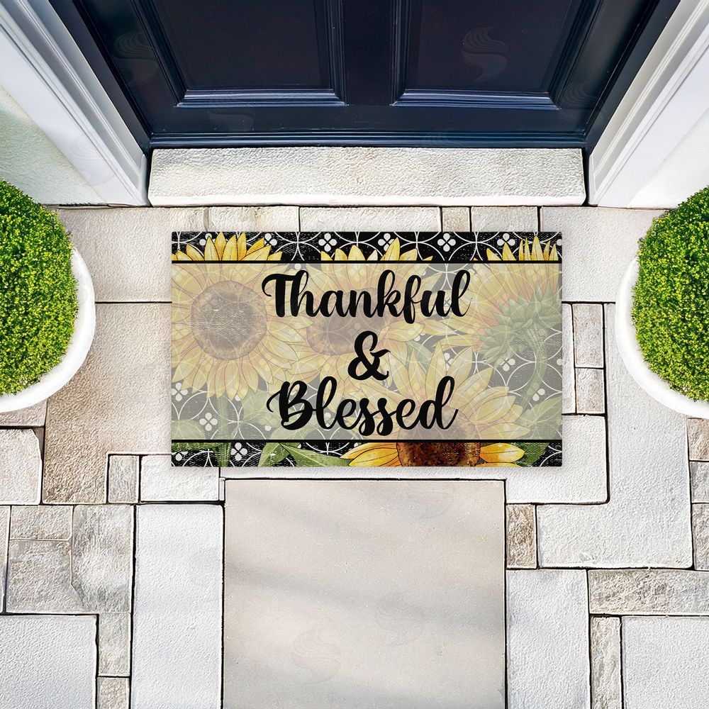 Kim Allen | Thankful & Blessed Sunflowers Non-Woven Door Mat