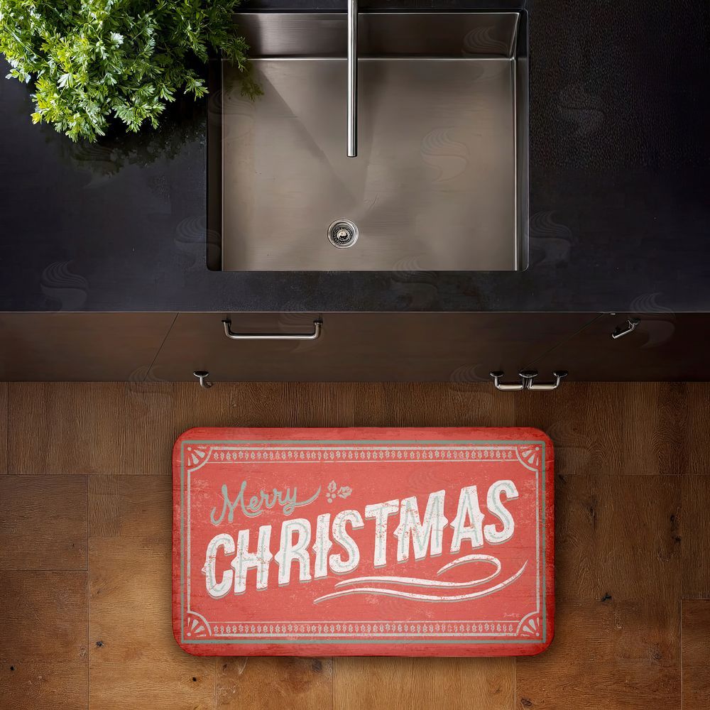 Chad Barrett | Red Vintage Merry Christmas Anti-Fatigue Mat