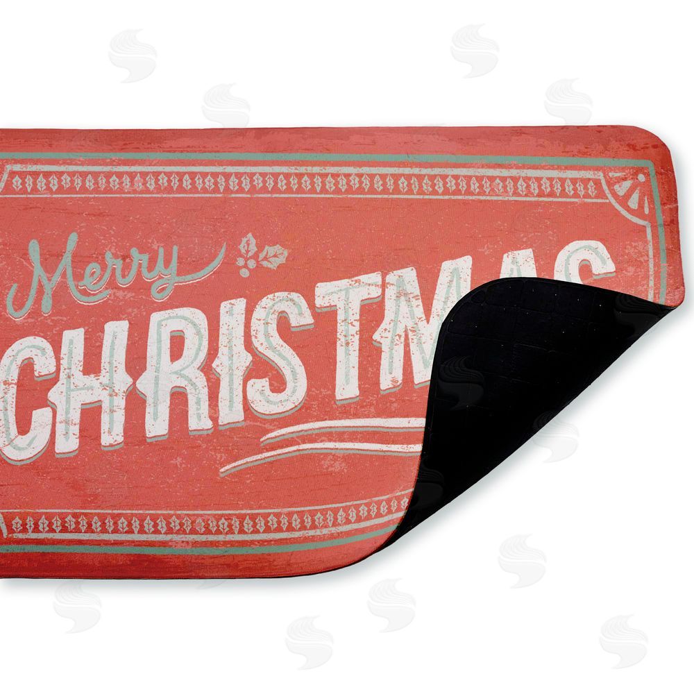 Chad Barrett | Red Vintage Merry Christmas Anti-Fatigue Mat
