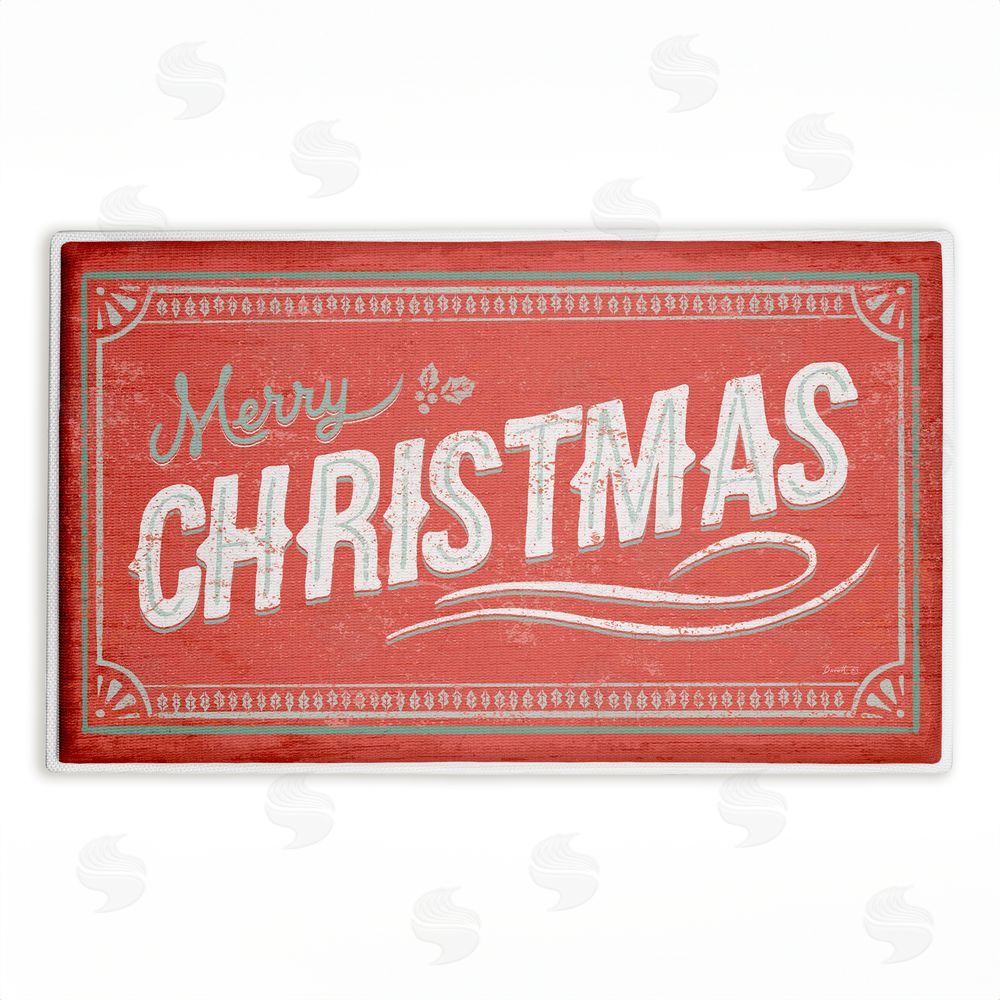 Chad Barrett | Red Vintage Merry Christmas Plush Bath Mat
