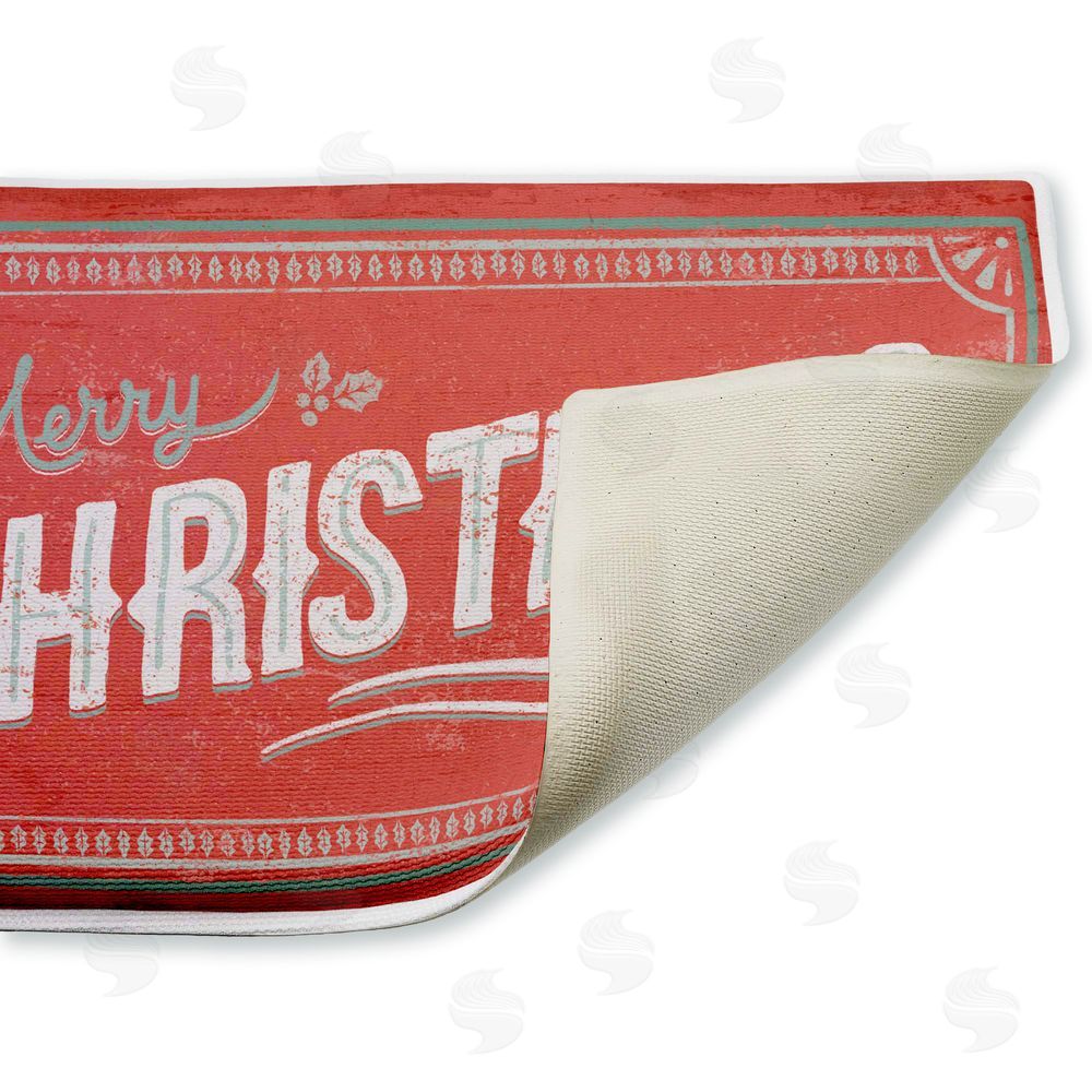 Chad Barrett | Red Vintage Merry Christmas Plush Bath Mat