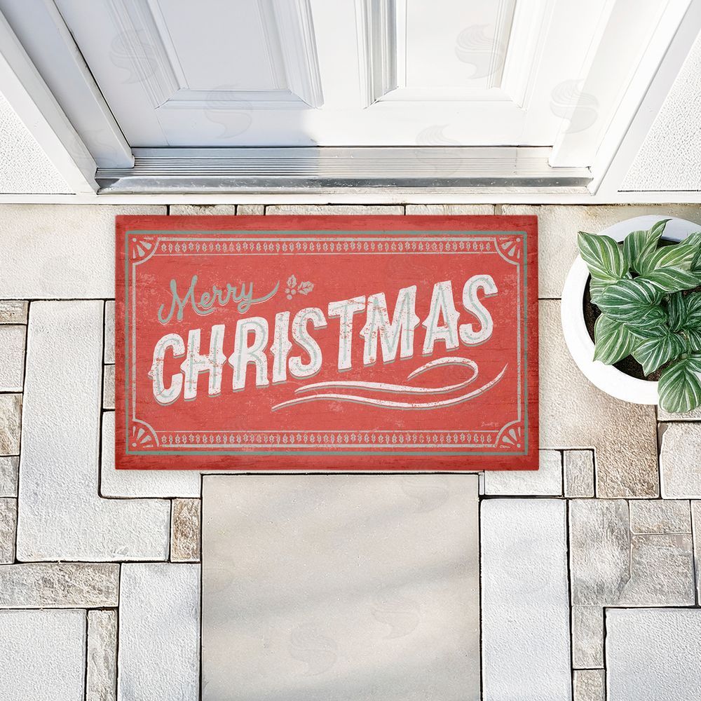 Chad Barrett | Red Vintage Merry Christmas Non-Woven Door Mat