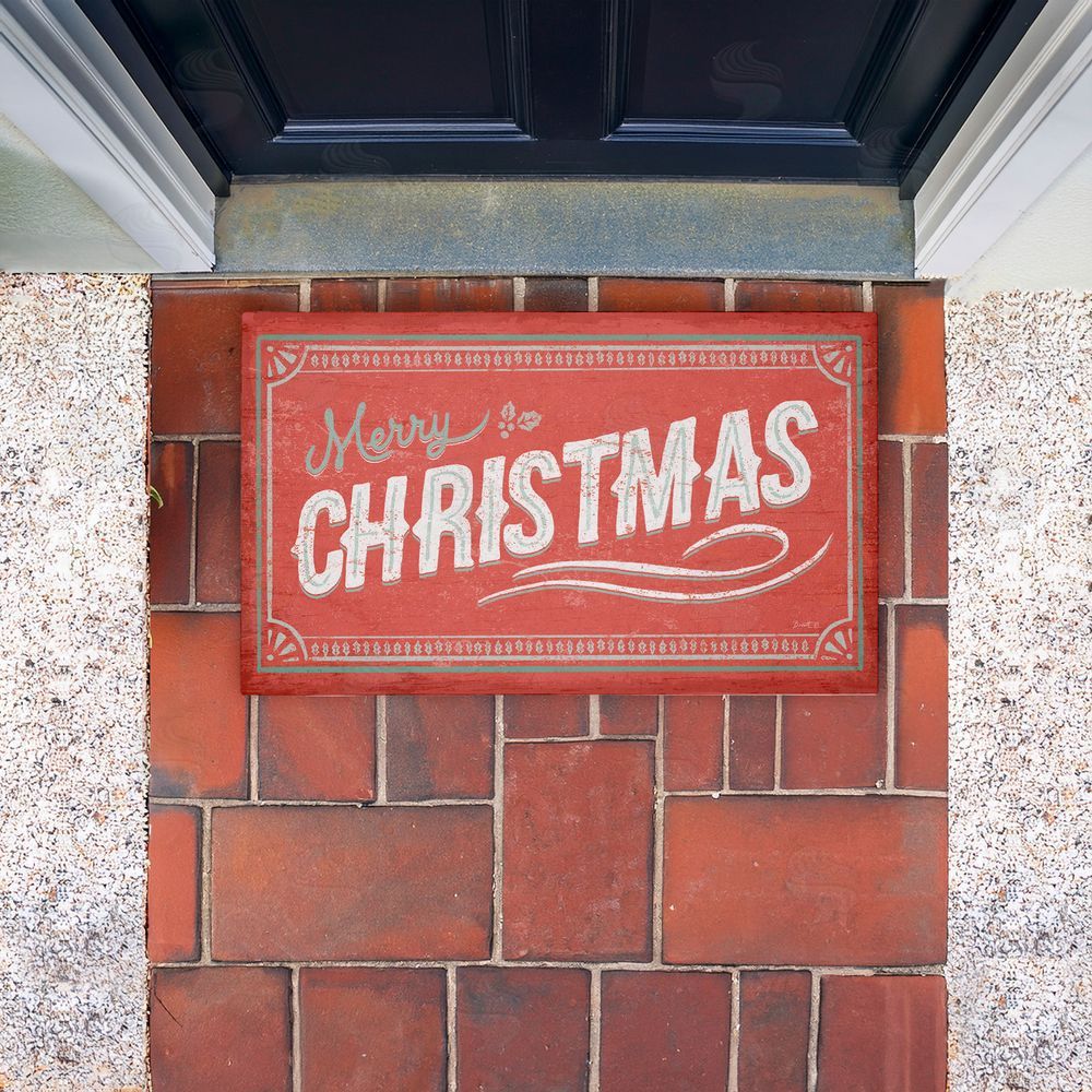 Chad Barrett | Red Vintage Merry Christmas Non-Woven Door Mat