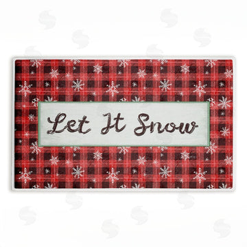 Chad Barrett | Let It Snow Red Plaid Plush Bath Mat