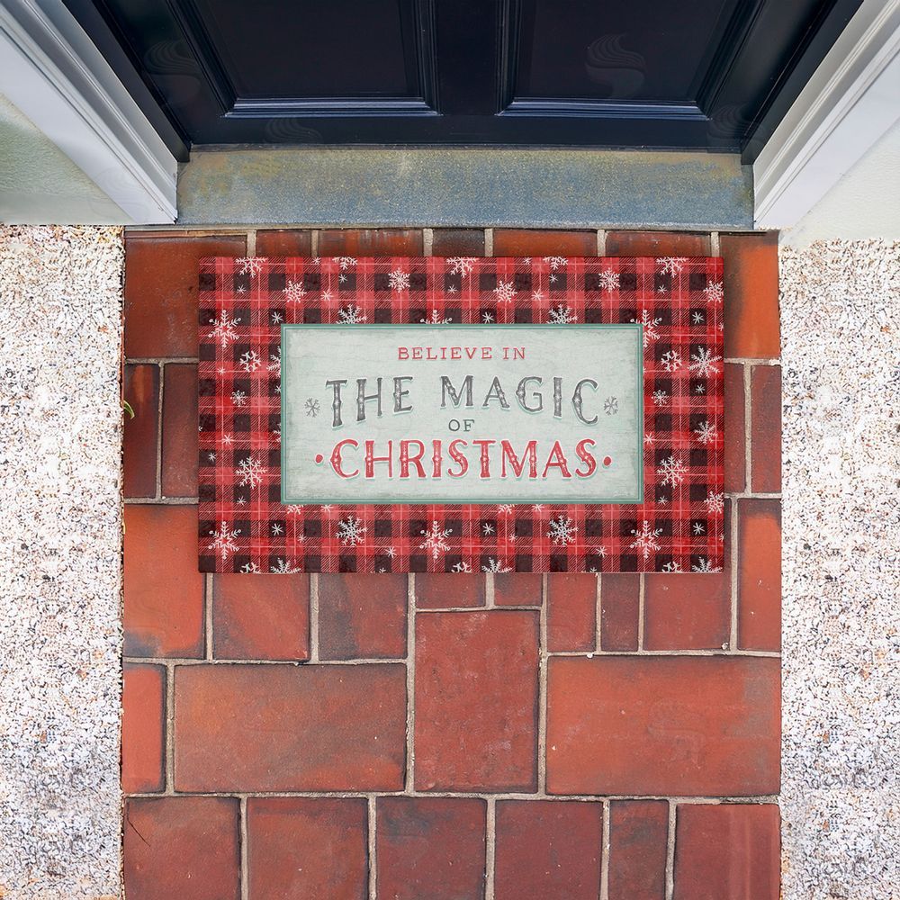 Chad Barrett | Magic of Christmas Red Plaid Non-Woven Door Mat