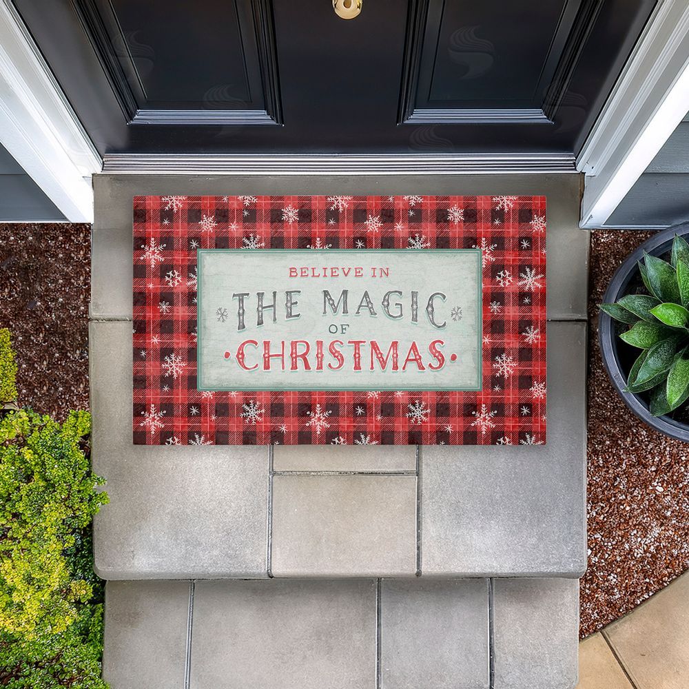 Chad Barrett | Magic of Christmas Red Plaid Non-Woven Door Mat
