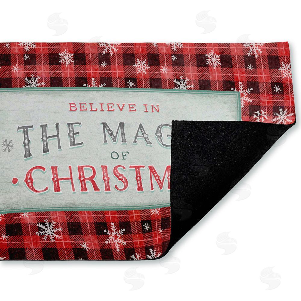 Chad Barrett | Magic of Christmas Red Plaid Non-Woven Door Mat