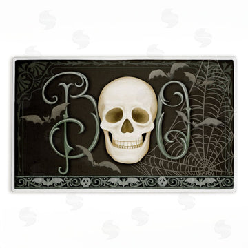 Nicole Tamarin | Boo with Skulls & Bats Plush Bath Mat