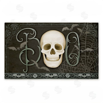 Nicole Tamarin | Boo with Skulls & Bats Non-Woven Door Mat