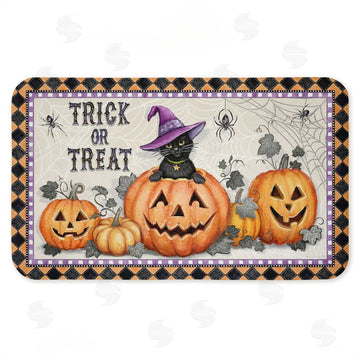 Chad Barrett | Vintage Halloween Cat & Pumpkins Anti-Fatigue Mat