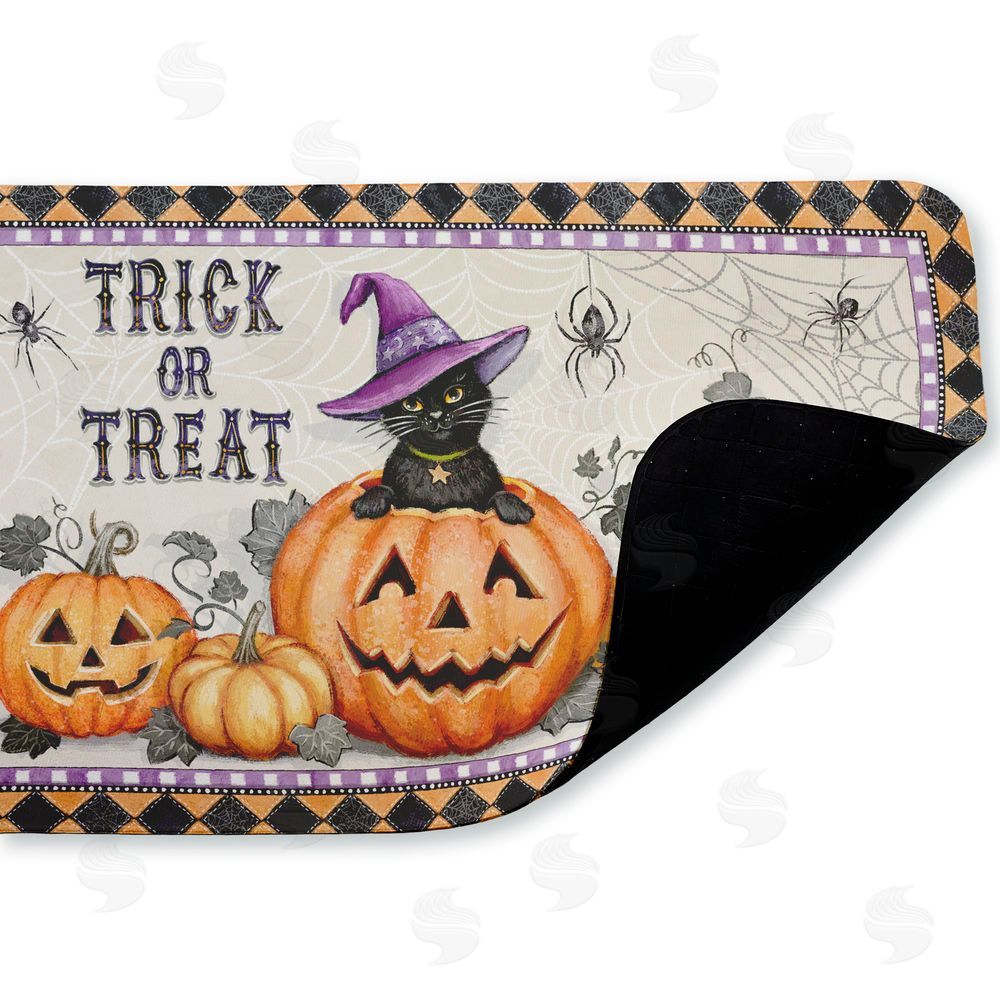Chad Barrett | Vintage Halloween Cat & Pumpkins Anti-Fatigue Mat